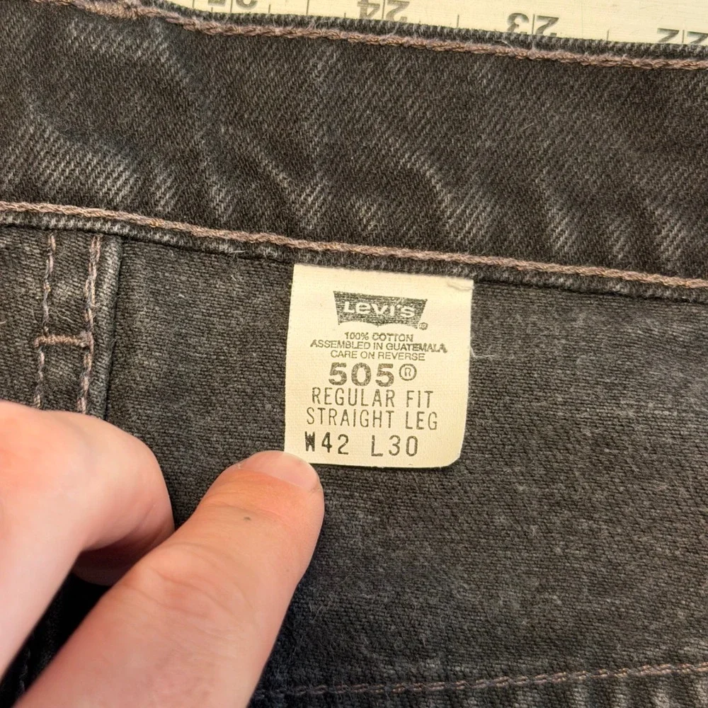 Vintage Levis 505 Regular Fit Straight Leg Jeans Mens 42x30‎ Black Denim 90s